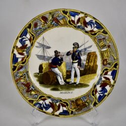 19th C. Creil Creamware Transferware Marins Sailors Plate